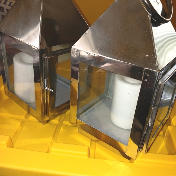 Lantern Boxes Decor Metal and Glass with Candles - Picture 7 of 11